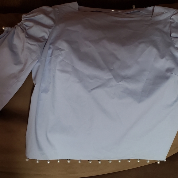 Blue Elie Tahari blouse with bead work - Picture 7 of 7